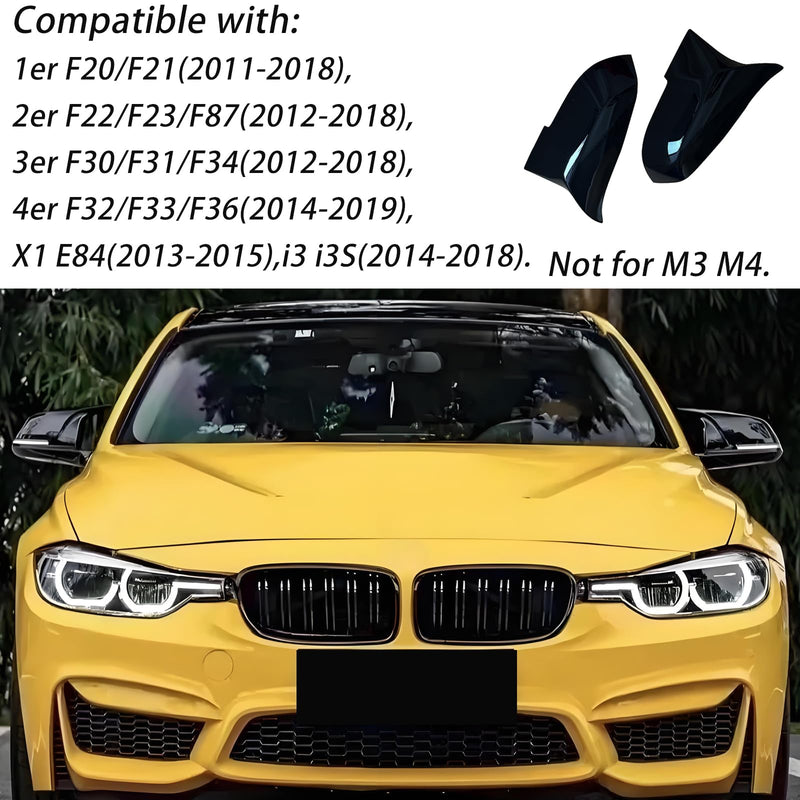 Mirror Caps Gloss Black Compatible with 1er F20 F21 2er F22 F23 3er F30 F31 F34 4er F32 F33 F36 X1 E84 M2 F87 Models Rearview Side Wing Mirror Cover Caps For F20 F21 F30 F31 F32 F33 F34 F36 F87
