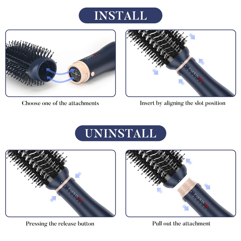 4-in-1 Hair Dryer Brush Set, Multi Air Styler with Diffuser and Hot Brush | Hairdryer, Hot Air Brush, Hair Diffuser and Hot Brush, Ionic Care, Frizz Control, Blue Prussian Blue - Standard
