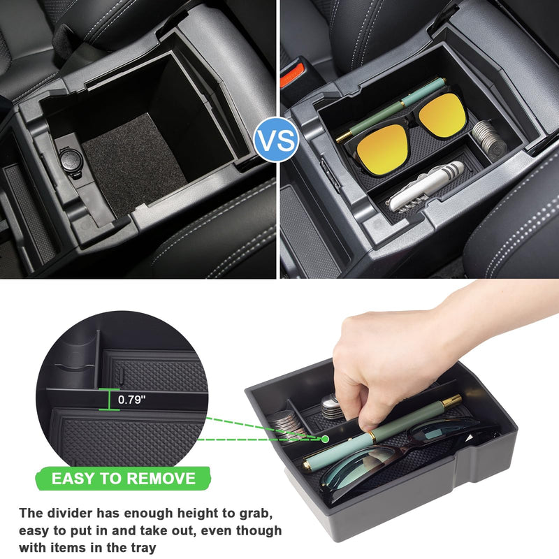 JKCOVER Upgraded Design Center Console Organizer Tray Compatible with Subaru Forester 2024 2023 2022 2021 2020 2019 Interior Armrest Insert Storage Box Easy Removal Accessories Black