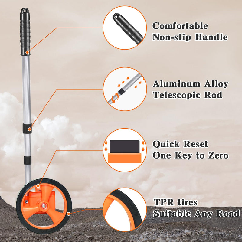 Zozen Measuring Wheel, Scalable to Length 40in, 4-inch Measure Wheel, Distance Measuring in Feet and Inches, One Key to Reset, Rolling Up To 10,000Ft, Includes Tape Measure.