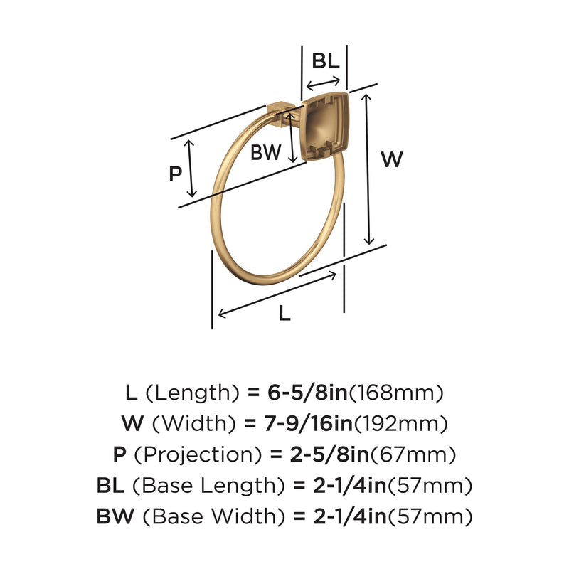 Amerock BH36092CZ | Champagne Bronze Towel Ring | 7-9/16 inch (192 mm) Width Towel Holder | Stature | Hand Towel Holder for Bathroom Wall | Small Kitchen | Bath Accessories