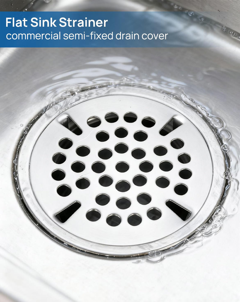 (3 Pack)3-1/2" Commercial Sink Drain Strainer Replacement, Waste Drain Cover Screen, Flat Strainer Only for Commercial Sink Drain with Lever Handle, Stainless Steel (NOT Universal) (3 Pack) Flat Strainer