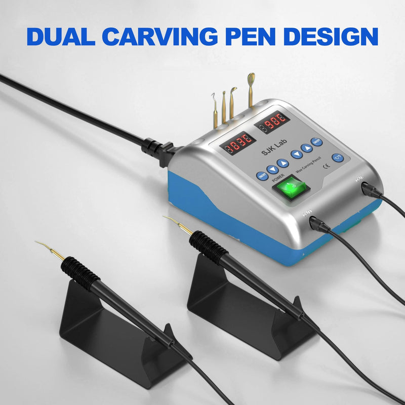 Dental Wax Pen Knife, Electric Wax Carving Pen Tool, Hand Wax Engraving Machine, 6X Copper Tips, 2X Pen, LED Display for Dental Lab Hobbyists Jewelry Wax Carver, 122F-392F