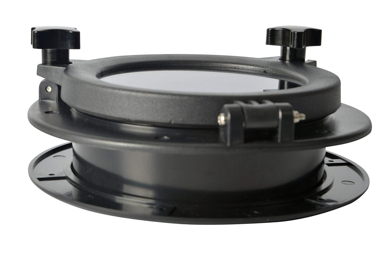 Amarine Made Boat Yacht Round Opening Portlight Porthole 8.5" Replacement Window Port Hole - ABS & Clear Tempered Glass - Black