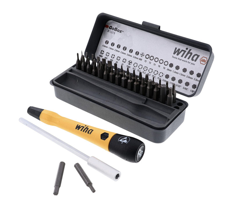 Wiha 75979 36 Piece GoBox Electronics ESD Precision Micro Bit Set