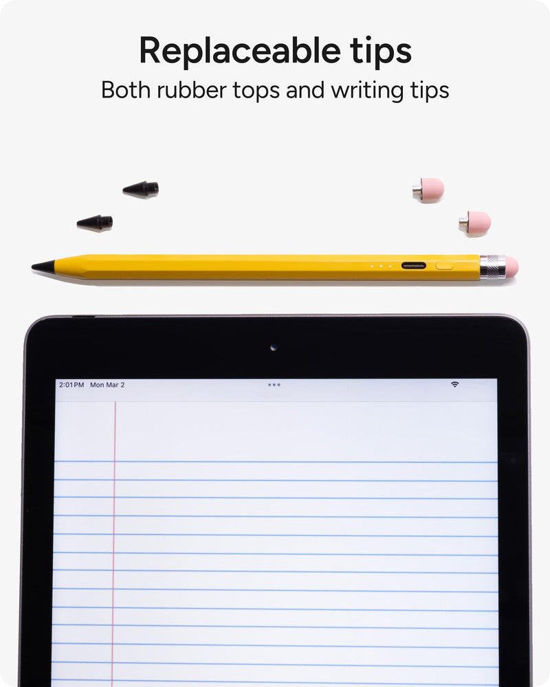 ZAGG Oxford Stylus for iPad Pro 11/13 M4 M5, iPad Air 11/13 M2 M3 M4, iPad 10/9/8/7/6th Gen/A16, Mini 6/5 A17 Pro—Pencil with Palm Rejection, Tilt Sensitivity, & Fidget Clicker Gen 3 Yellow