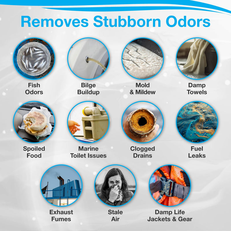Biocide Systems Marine Shocker, Quick Release Odor Eliminator for Boats, Eco-Friendly Chlorine Dioxide Odor Bomb for Removing Mildew, Fish, & Food Smells, Up to 250 Cubic Feet of Interior Space 1 Count (Pack of 1)
