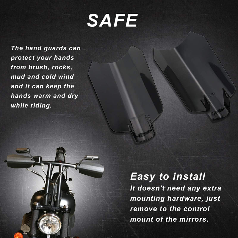 StarknightMT Motorcycle Handguards Black Coffin Cut Stainless Steel Hand Guards Compatible with 2006-2022 Touring Models Road Glide Street Glide Road King Heritage Classic with Cable Clutch (Large) 4.5inch (for cable clutch style)