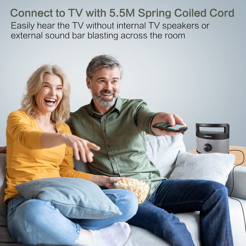 SIMOLIO Wired Speakers for TV with Tone Control, TV Wired-Speakers with 5.5M Long Cord for Digital & Analog Audio, Personal TV Soundbar with Sleep Timer, Ideal for Hard of Hearing and Seniors SM-961