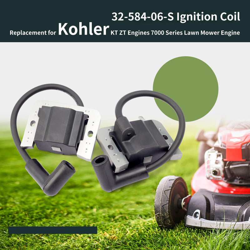 32-584-06-S Ignition Coil Module 2 Pack Compatible with Kohler KT ZT Engines 7000 Series Lawn Mower KT610 KT715 KT740 ZT720 ZT730 Replaces 3258406-S 32 584 06-S 3258406 3258406S 32 584 06 S