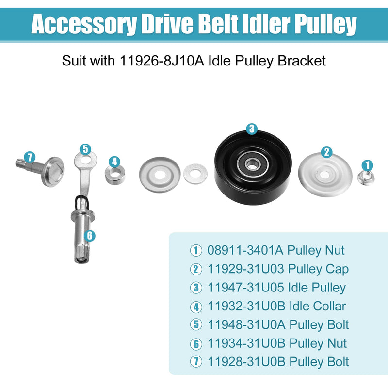 X AUTOHAUX NO. 11925-31U0C Drive Belt Idler Pulley Adjustable Tensioner for Nissan Altima 02-06 for Nissan Murano 03-07 for Nissan Quest 04-10 for Nissan Maxima 95-08 for Infiniti I30 I35