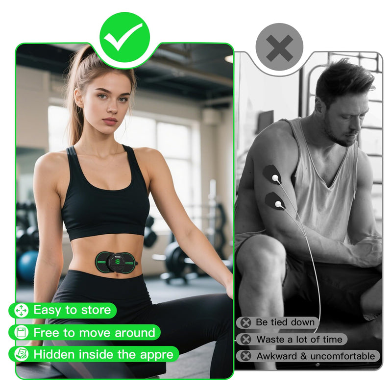 Wireless TENS Unit 8 Modes Muscle Stimulator for Pain Relief, Miniature Rechargeable TENS Device with Button Control, TENS Unit Massager for Back Sciatica Shoulder(3pads)