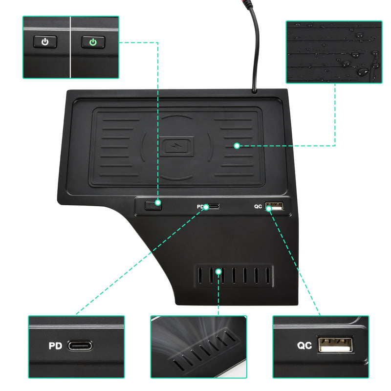 KEWISAUTO Car Wireless Charger for Nissan Sentra S, SV, SR 2020-2024, Center Console Charging Panel QC PD Fast Phone Charger Pad for 2020 2021 2022 2023 2024 Nissan Sentra S, SV, SR Accessories