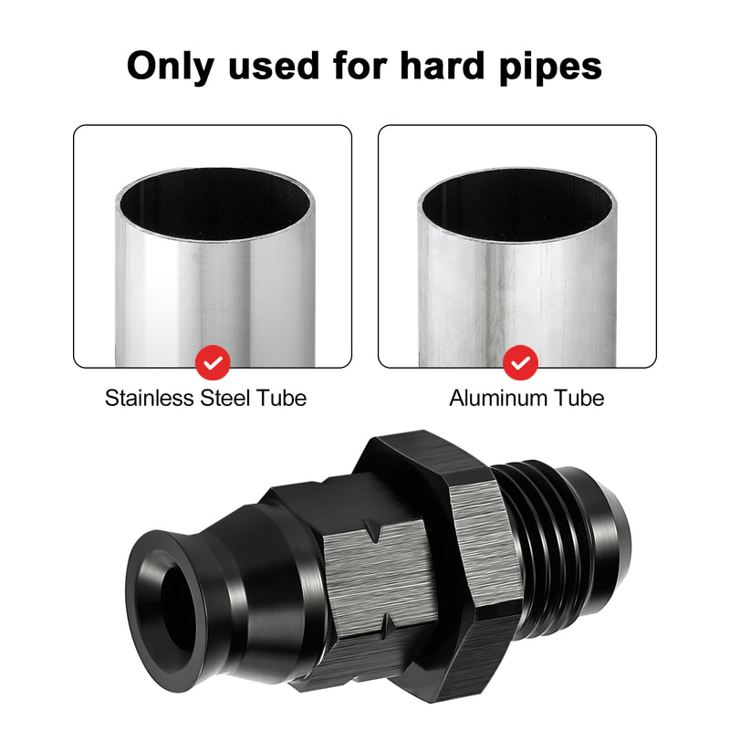 EVIL ENERGY 6AN Male to 1/4" Hardline Compression Fitting Adapter Aluminum Black 6AN to 1/4