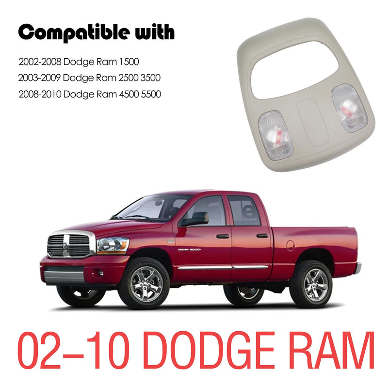 UPGRADED Overhead Console Dome Map LED Reading Light Lamp Compatible with 2002-2010 Dodge Ram 1500 2500 3500 4500 5500 Replaces 1DK78BD1AA 1DK78TL2AA 56049706AD/AF