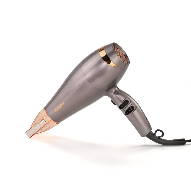 BaByliss Shimmer Hair Dryer - 2100W Professional Ionic Blow Dryer, Lightweight Travel Hairdryer, Fast Drying Ceramic Hair Dryer, 3 Heat & 2 Speed Settings, Silver, 5336BU