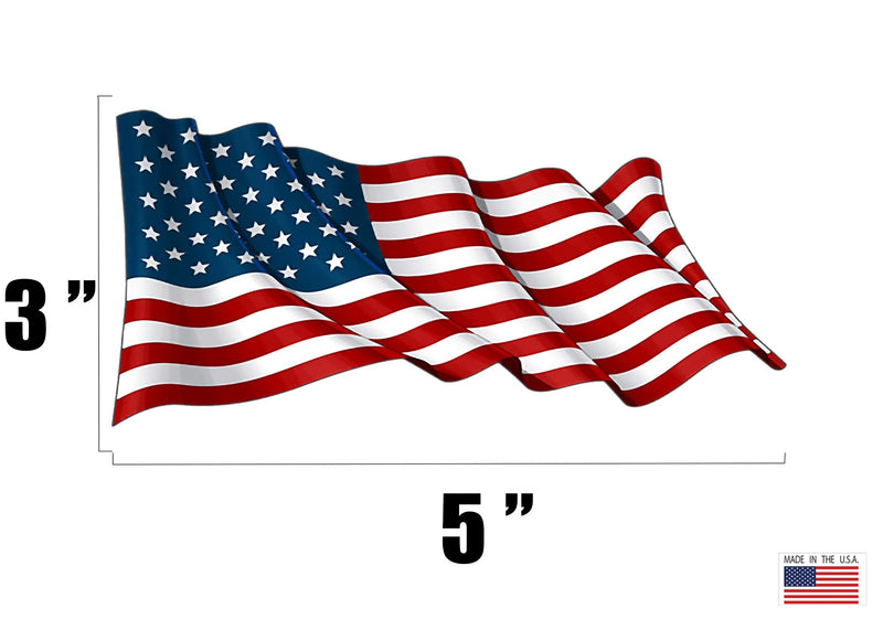 Rogue River Tactical USA Flag Sticker Bumper Sticker Car Decal Gift Patriotic American Wavy United States (5x3 Inch) 5x3 Inch