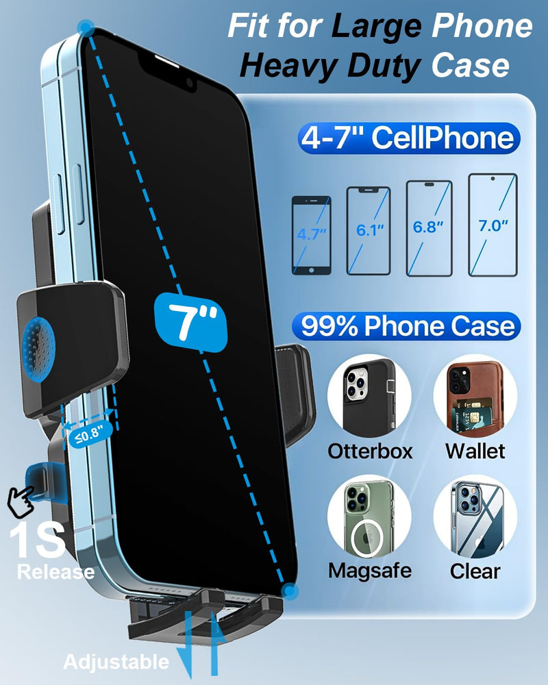 CD Slot Phone Holder for Car with One Button Release Clamp | Height Adjustable - Car Phone Holder CD Player Mount for iPhone 17 16 Pro Max Plus, Galaxy S26, Fire, All 4-7" Smartphones Clamp Holder