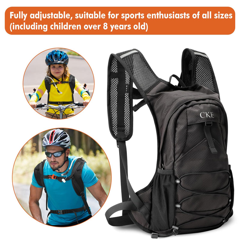 Hydration Backpack Hydration Pack Water Backpack with 2L(70-Ounce) Hydration Bladder for Men Women Kids for Running Hiking Biking Climbing Black