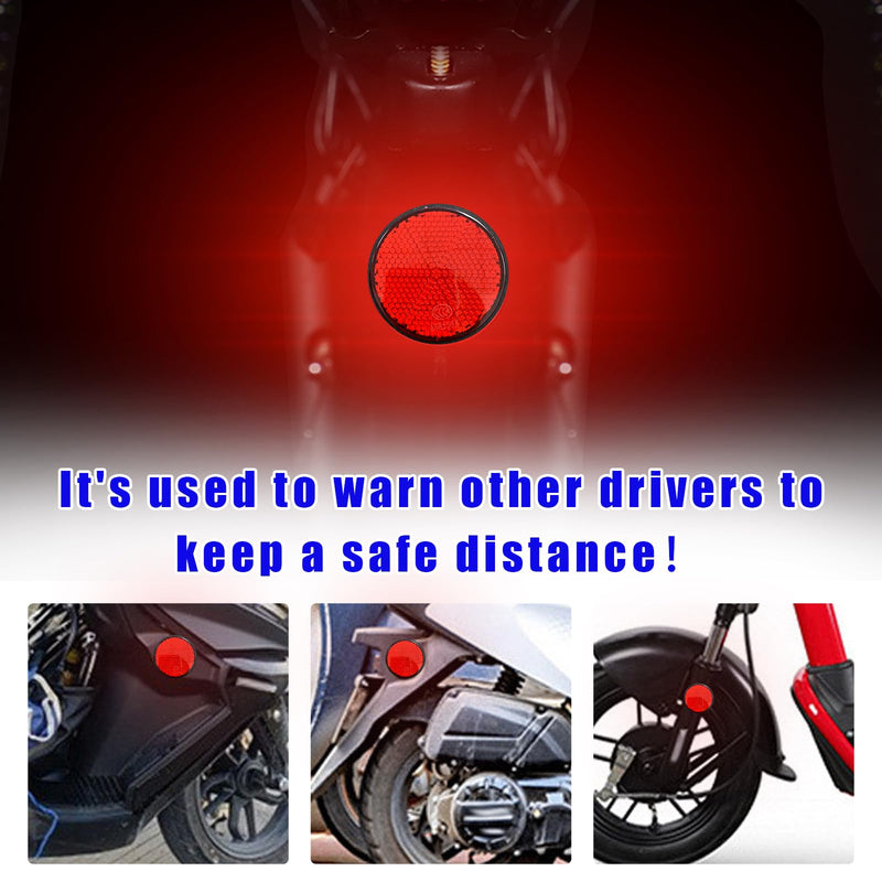 2 PCS M6 x 1.0 Motorcycle Reflectors, Plastic Screw Mount Reflective Warning Reflector, Universal Motorbike Rear Safety Reflectors for Motorcycle, Bicycle, Scooter (Round Red) Round Red