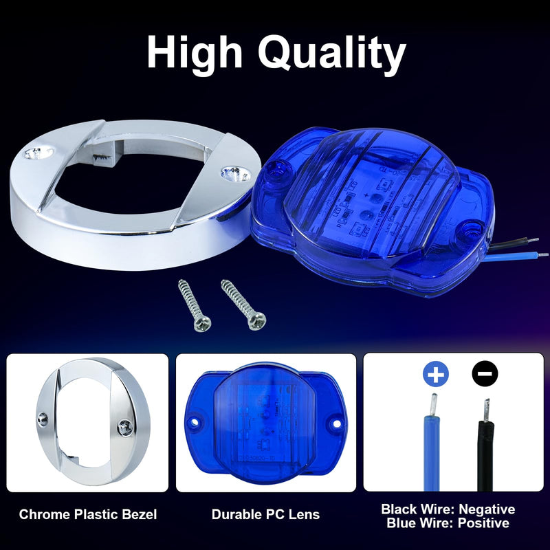 12Pack DC12V 3" Round Marine Boat LED Navigation Lights Stern Anchor Transom Deck Courtesy Light Interior Lamp Waterproof for Pontoon Kayak Sailboat Fishing Boat - Blue