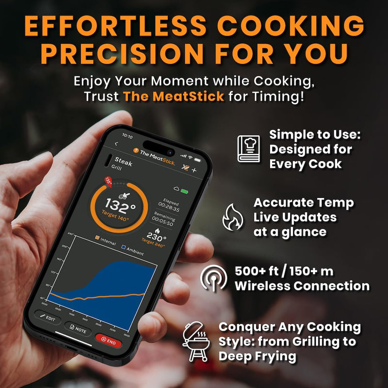MeatStick X – Smart Wireless Meat Probe for Grilling, Smoking & BBQ | 500ft+ Bluetooth Range | Works in Oven, Smoker & Grill MeatStick X Set (500ft+ Range)