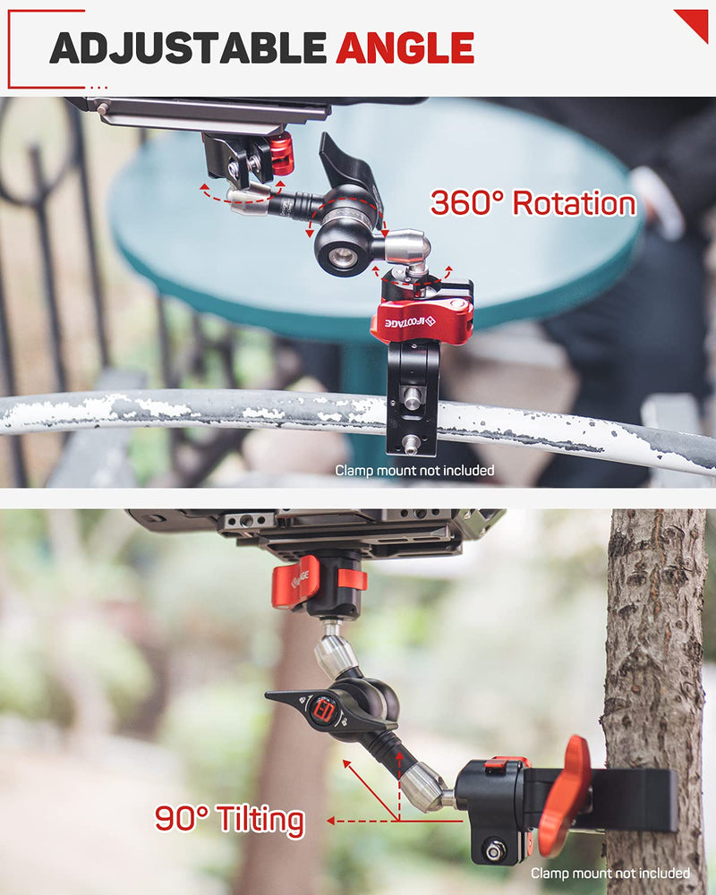 IFOOTAGE Magic Arm Clamp w/ 1/4" and 3/8" Thread and 7 Inches Adjustable Friction Power Articulating Magic Arm with 1/4" and 3/8" Thread Screw for DSLR Camera Rig/LCD Monitor/LED Lights (MA3-4) Set-MA3-4