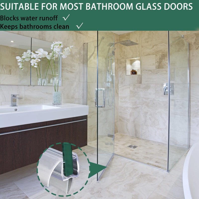 2 Pack Shower Door Bottom Seal 1/2" x 39" Glass Door PVC Seal Strip Suitable for 1/2 Inch Glass Frameless Shower Door Seal Strip Stop Shower Leaks 1/2" x 39" (2 Pack)