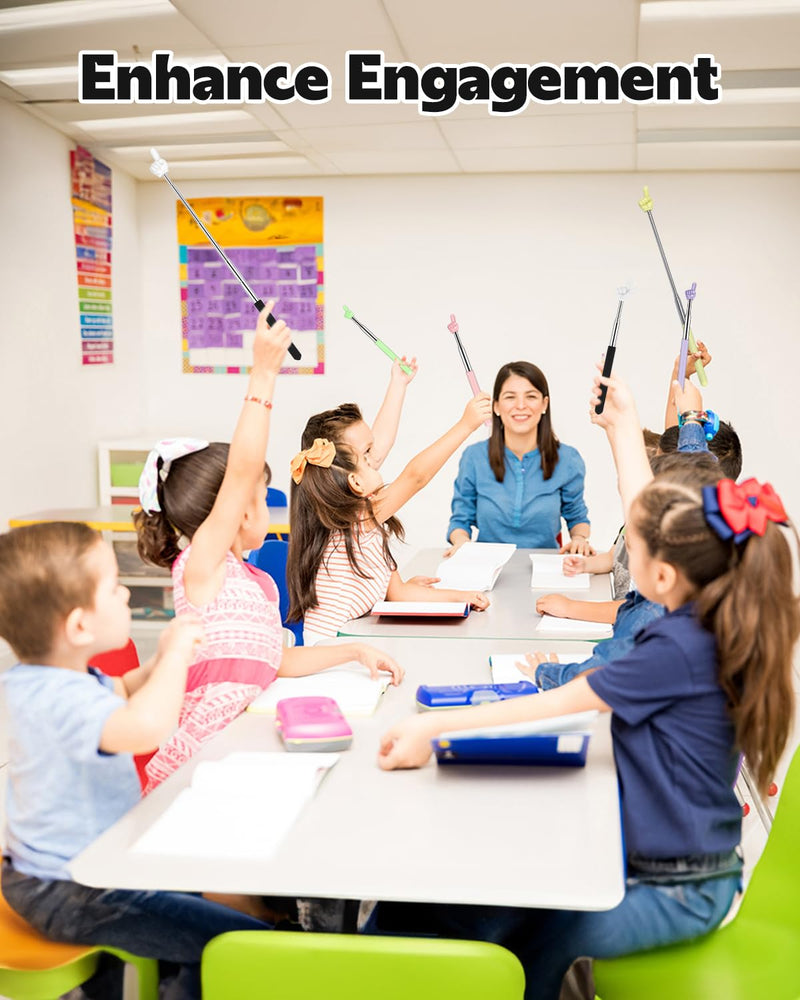 Retractable Teacher Pointer for Classroom Kids Reading, Dumero Extendable Finger Pointer Stick, School Collapsible Telescoping Long Hand Pointing Stick, Classroom Must Have Supplies Essentials, 2 Pack 2 Pack: Single-Finger Pointer