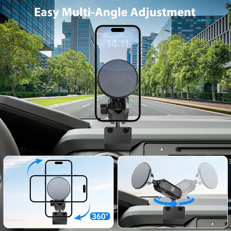 Phone Mount for Toyota Tacoma 2016-2023 | Fit 3rd Gen Tacoma, Magnetic Dashboard Phone Holder, 360° Adjustable, Metal Material