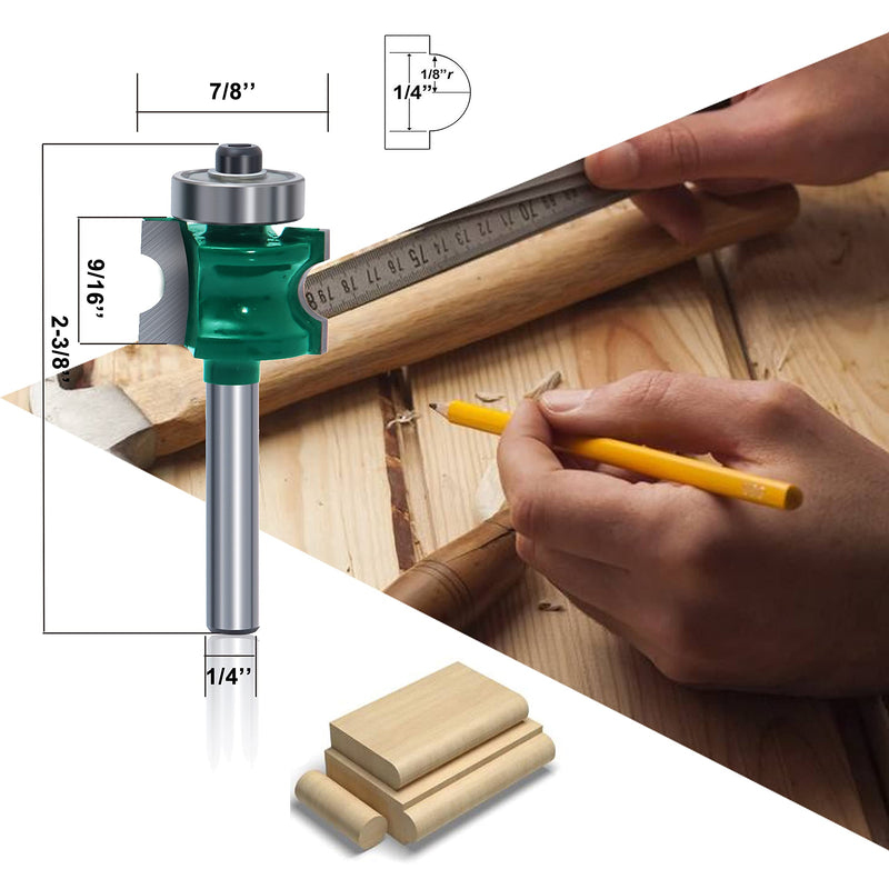 LEATBUY 5 PCS Molding Router Bit Set 1/4-Inch Shank, Corner Rounding Edge-Forming Roundover Beading Router Bit Sets , Woodworking Milling Tools, Carbide CNC Router Cutter (YO01)