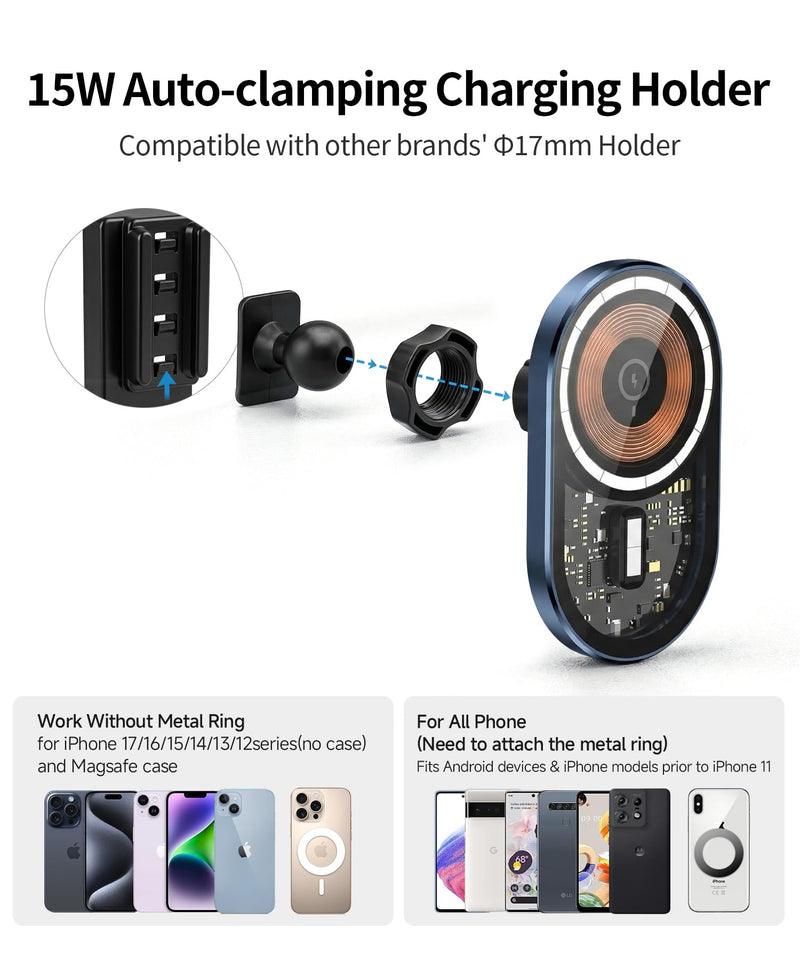 15W Wireless Charger Car Phone Holder for Chevrolet Equinox 2018-2024 | Malibu 2016-2025 7/8"Screen Magsafe Accessories Fast Charging Magnetic Cell Phone Holder Clip Compatible with iPhone Android 7/8-inch for 2018-2024 Equinox/ 2016-2025 Malibu