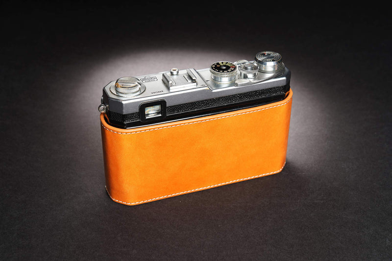 S3 Film Camera Case, Handmade Genuine Real Leather Half Camera Case Bag Cover for Nikon S3 Film Camera With Hand Strap (Yellow) Yellow