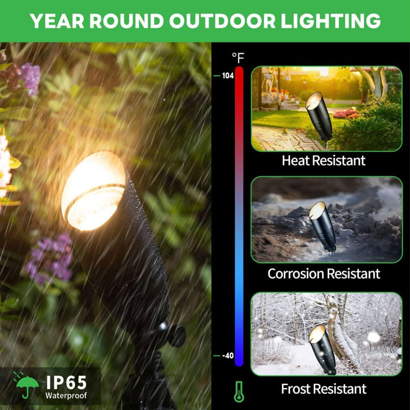 Low Voltage Landscape Spotlights, Black Outdoor LED 12V LED Lights, Waterproof Aluminum Uplighting for Tree House Garden with 5W MR16 Bulb 2700K Black (with 2700K Bulb) 1 Pack