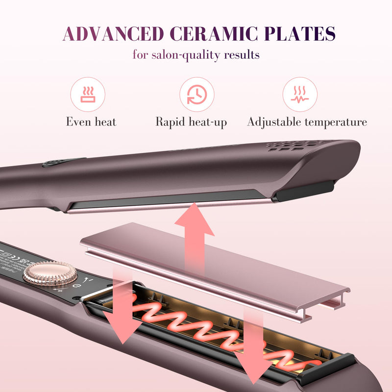 BarberBoss Hair Straighteners for Women, Ceramic Hair Straightener with Floating Plates, Negative Ion & Keratin Infusion, Flat Iron Hair Styler for Straightening, Smoothing & Frizz Control, (QR-8411) | Floating Ceramic Plates, Negative Ion & Keratin In...