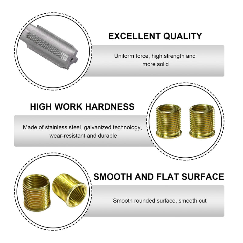 Spark Plug Thread Repair Kit, M14×1.25 Inserts & M16x1.25 Tap Stainless Steel Thread Repair Tool, 14mm Spark Plug Rethreaded Kit for Automotive Gasoline Engine Generator