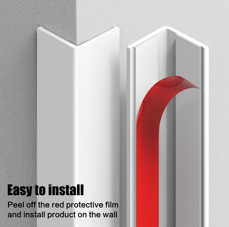 ‎Frychee Wall Corner Protector, Walls Edge Protector，Self-Adhesive Wall Corner Guards,PVC Double Side Edge Protector， Furniture Stairs Guard (2, 2.5x90cm/0.98x35.4in) 0.98inx35.4in White
