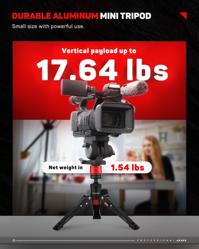 IFOOTAGE Cobra 3 Base Aluminum Desktop Mini Tripod for Camera | Tabletop Small Tripod with 1/4" & 3/8" Screws Compatible with Sony Nikon Canon DSLR Cameras, Payload 17.64lbs CB3 BASE