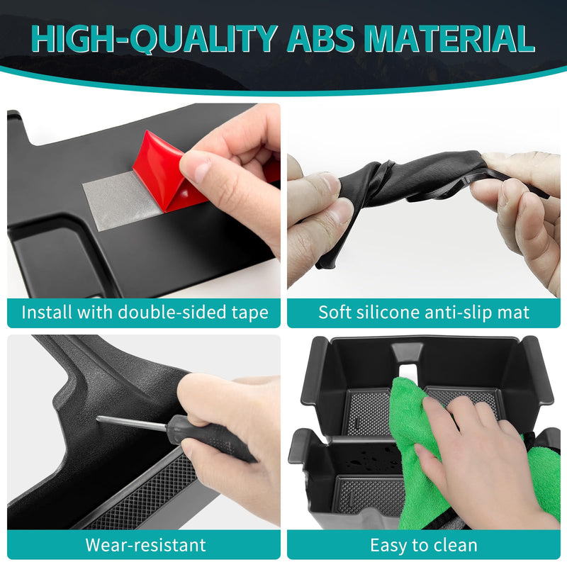 3PCS Center Console Organizer Combo Kit Compatible with 2018-2025 Jeep Wangler JL JLU 4XE Rubicon Sahara & Gladiator JT Accessories, Insert/Hanging Armrest Storage Box & Gear Shift Side Tray