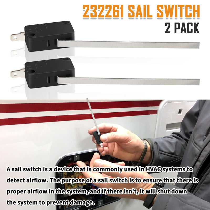 2 Pack 232261 Sail Switch RV Furnace Replacement Part Fit for Suburban SF Series SF-20/25/30/35/42, SF-20F/25F/30F/35F/42F Type2
