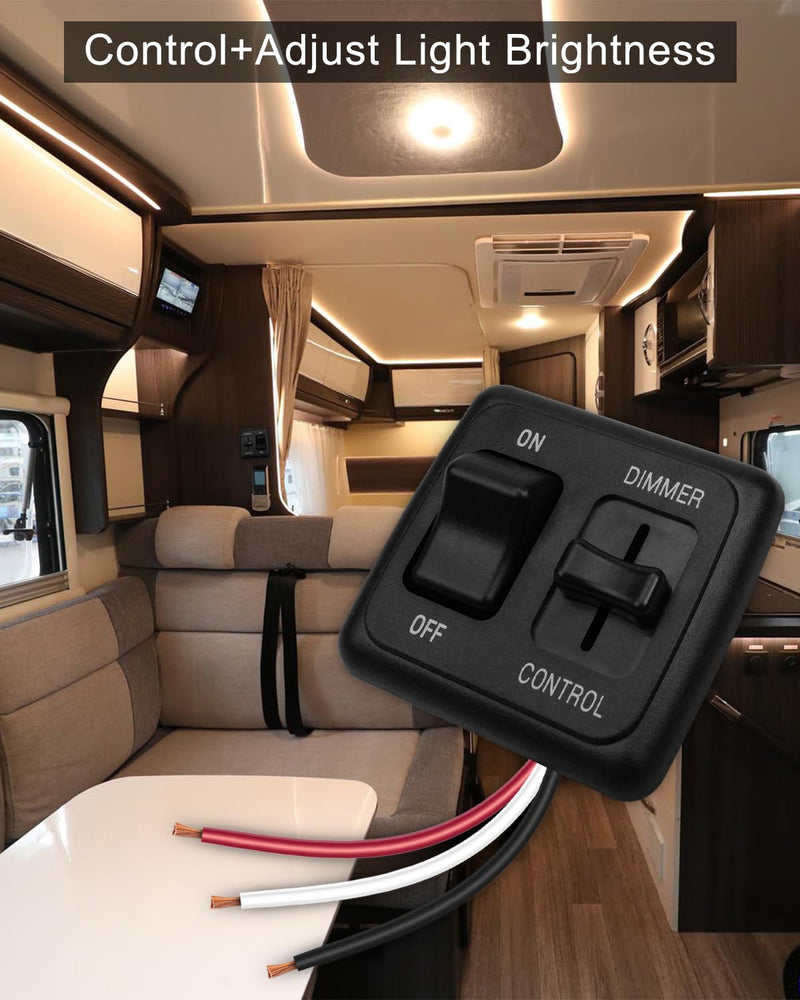 12V DC LED RV Dimmer Light Toggle Switch 60W, High Side Dimmer Light Interior Switch Fit for Dimmable LED Halogen, Incandescent - RV Auto Truck Marine and Strip Lighting