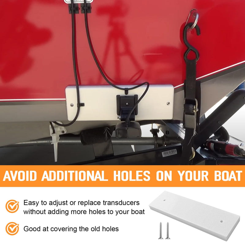 Transducer Mounting Plate Boat Transducer Mounting Board Hardware Kit UV Resistant Marine-Grade Transducer Mounting Block Kit - 0.8 inch Thickness (White)