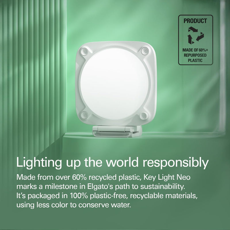Elgato Key Light Neo – Professional Video Call Light, No Glare, Adjustable Monitor Mount, Manual or Wi-Fi Control, Office/Teams/Zoom/Slack/Twitch/YouTube – Plug-’n-Play on Laptop, PC, Mac (Renewed)