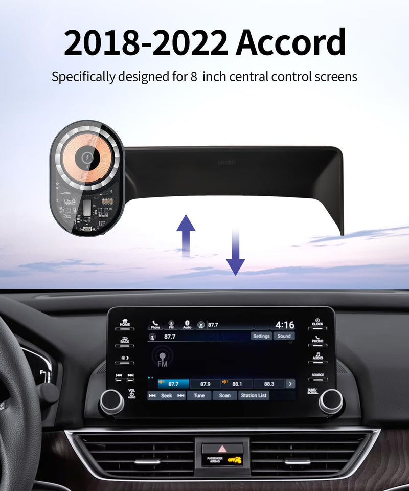 Wireless Charging car Phone Holder for Honda Accord 2018-2022 Accessories 8 inch Screen Fixed Clip,360° Rotation car Phone Mount Compatible with MagSafe