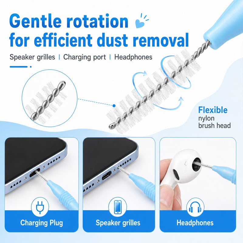 15 Pcs Anti-Clogging Phone Mini Brushes, Phone Charging Port Cleaning Kit | USB C Ports Cleaning Tool, Phones Speaker Cleaners, for Speaker and Receiver