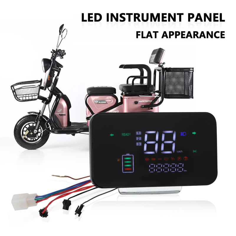 Minho 48V-72V Display Control Panel Digital Speedometer for Electric Scooter Bicycle E-Bike,Square Instrument Square