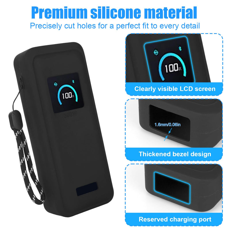 Sillicone Power Bank Case, Protective Cover for Anker Prime 26,250mAh 300W | Soft Sillicone, with Strap, LCD Display Visible, Black