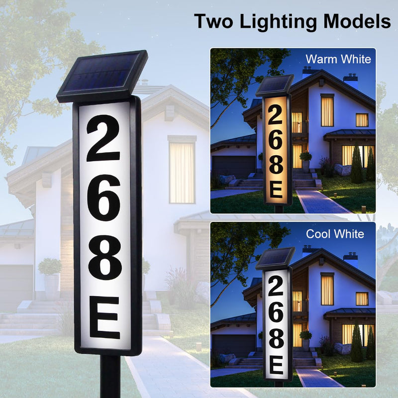 FLSEPAMB Solar Address Sign Lighted Solar House Numbers for Outside Address Plaques for House Address Sign Numbers for House, Yard, Garden, Waterproof Classic style