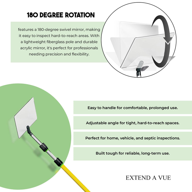 Flex Vue Inspection Mirror with Threaded Adapter, 6 inch x 6 inch 1 Pack 6 x 6 Inch