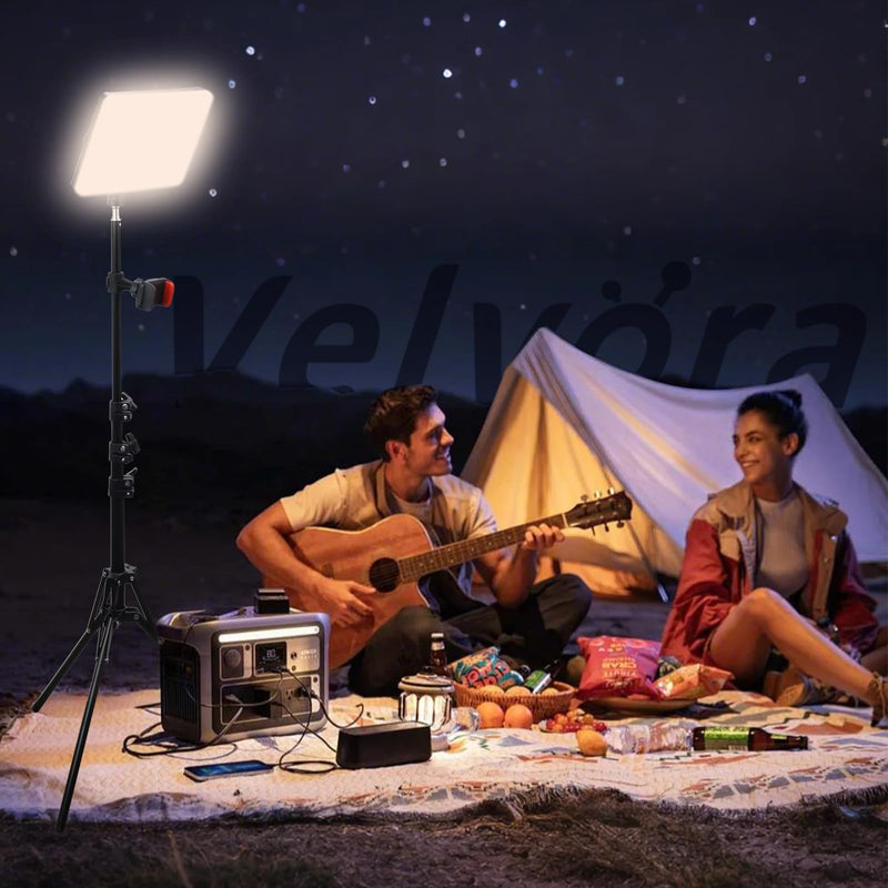 2-Pack LED Video Light Kit, Velvora 15W Photography Lighting with 28"-60" Adjustable Tripod & Phone Holder, 2700-7500K Bi-Color Dimmable Panel (CRI 95+), for Live Streaming, Podcast, Studio & YouTube